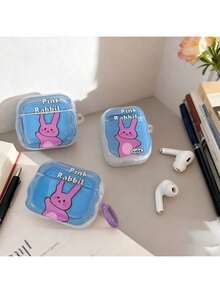 Purple & Pink Rabbit Silicone Protective Case Compatible With Apple Wireless Charging Case, Anti-Scratch And Anti-Drop - Clear - View 1