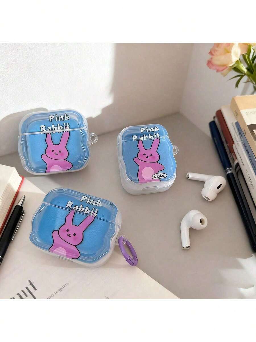Purple & Pink Rabbit Silicone Protective Case Compatible With Apple Wireless Charging Case, Anti-Scratch And Anti-Drop - Clear - View 1