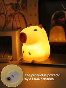 Cute Capybara Silicone Night Light, Rechargeable Animal Lamp Decor Suitable For Living Room, Birthday, Christmas, Holiday Gift For Boys And Girls - Yellow - View 7