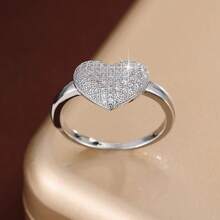 1枚精美心形设计立方氧化锆女士戒指，情人节礼物 - 彩色 - 查看 14