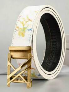 Men's Cartoon Letter Pattern Belt, High Quality Zinc Alloy XX Letter Automatic Buckle Belt, Suitable For Students And Young Adults - Multicolor - View 3