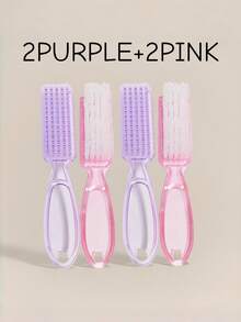 4pcs Set Dopamine Colored Goat Horn Nail Brushes - Large Transparent Long Handle, Multi-Purpose Nail Powder Cleaner And Debris Remover, Suitable For Women And Girls, Essential For Daily And Home Manicure - Multicolor - View 14