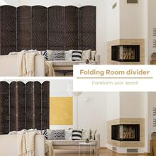 COSTWAY 6 Panel Room Divider, 6 Ft Tall Folding Rattan Partition Screen With Solid Wood Frame & Hand-Woven Texture, Freestanding Privacy Screen For Home Office Living Room, Brown - Brown - View 9