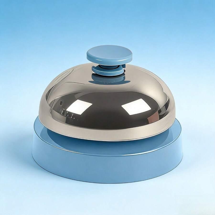 1pc Metal Buzzer Bell With Hand Clapper, Buzzer Microphone, Pet Training Calling Bell, Classroom Response Bell, Party Game Hand Clapper, Office Microphone Buzzer, Restaurant Service Call Bell - Hand Clapping Bell - View 1