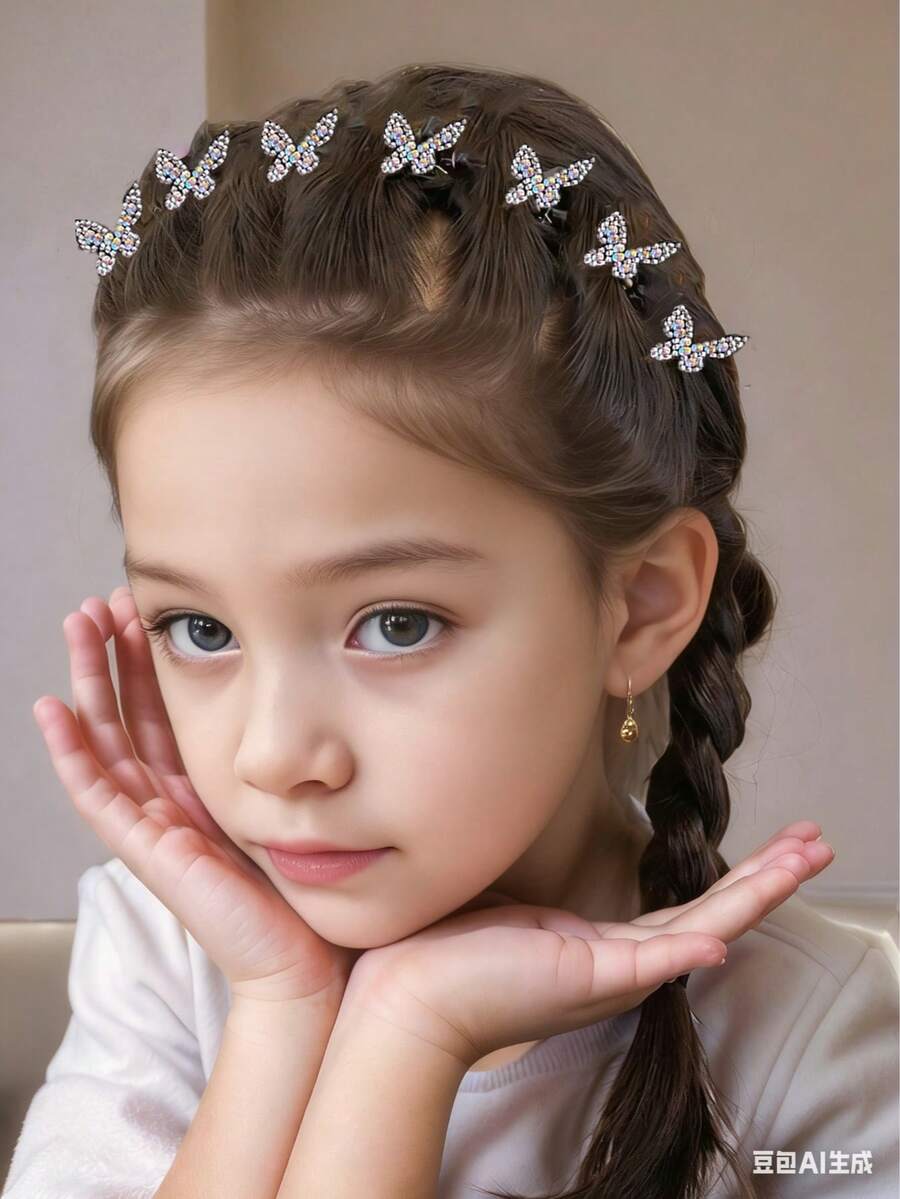 1 Băng đô bướm trắng bạc, kẹp tóc phụ kiện tóc phong cách ngọt ngào, thích hợp sử dụng hàng ngày - trắng - Xem 1