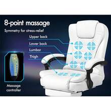 ALFORDSON Ergonomic Office Chair With 150 °   Recline & Footrest, Computer Desk Chairss With Massage & Heated Seat, Executive Swivel Leather Video Game Chair, Max 180kg (Dale White) - PU棕色 - 查看 6