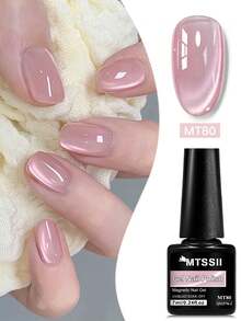 Mtssii 1pc 7ml Pink Story Cat Eye Gel Nail Polish, Glass Beads Effect Cat Magnetic Gel Polish , Semi Permanent Soak Off UV Gel Varnish For Valentines Nails, Manicure Nail Art DIY For Home And Salon Nail Supplies - 粉色 - 查看 2