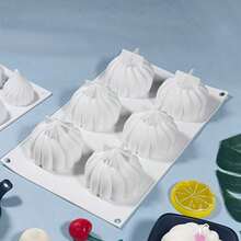 1pc 6-Cavity Unique Onion Style Silicone Baking Mold, Handmade Baking Tool - Homemade Baking And Creative Cooking - Durable, Suitable For DIY Candle Making - Love Theme, Rectangular, Gift, Candle Mold - White - View 6