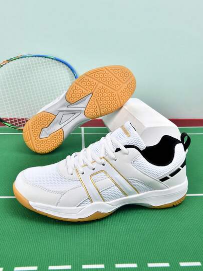 1 par de zapatillas de tenis unisex, zapatillas de bádminton de caña baja, de malla transpirable, cómodas zapatillas profesionales de tenis de mesa, con amortiguación y soporte, adecuadas para actividades al aire libre en pareja