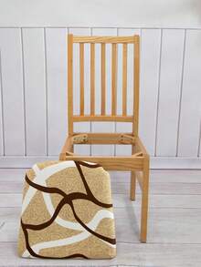 4pcs/6pcs Fiber Fabric Elastic Chair Cushion Covers, Geometric Print Pattern, Fashionable, Suitable For Home And Office Use, Chair Seat Cushion Covers - Multicolor - View 5