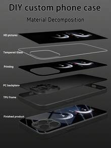 1pc Customized Name/Letter Phone Case, Moonlight Soundwave Pattern Liquid TPU Full-Wrap + Tempered Glass Material, Shock-Resistant & Scratch-Resistant Phone Cover Compatible With Apple 17 Pro Max/16 Pro Max/15 Pro/14 Plus/13 Pro/12 Pro Max/11/Xs Max/8/7/6 Plus, S24 Ultra/S25 Ultra, / Accessories - Black - View 4