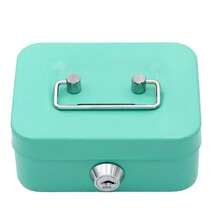 1 pieza Caja de dinero de acero mediana con bandeja para monedas, entrega de ranura única o doble al azar - Negro - Ver 12