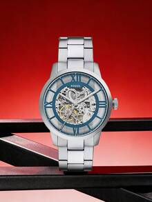 Fossil 男士自动机械三针不锈钢腕表，不锈钢表壳/防刮玻璃 ME3260 - 銀色 - 查看 1