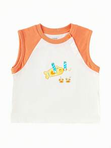 Balabala Young Boys Sleeveless Tank Top, Infant Summer Wear, Lightweight & Design 2026 - Pink Orange - View 1