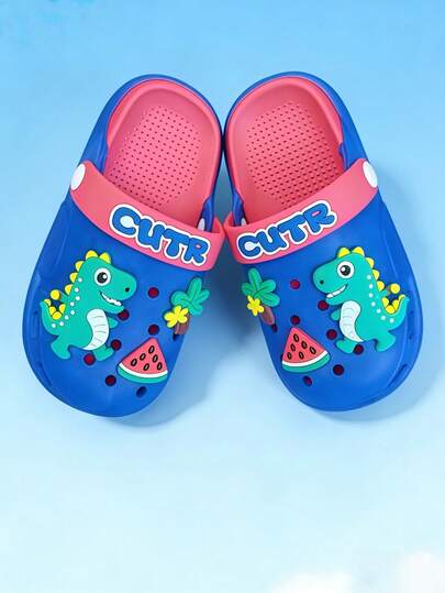 Pantuflas para niños, pantuflas de interior con diseños de dibujos animados lindos, zuecos de madera para niños y niñas para el verano