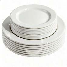 7.5-Inch Dessert Plate And 10.25-Inch Dinner Plate Set, Pure White Ceramic Dinnerware. Whether For Salad, Grilled Dishes, Appetizers Or Desserts, These Elegant Pure White Plates Can Meet All Your Needs. - White - View 1
