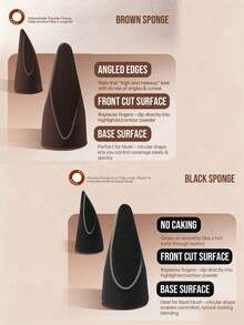 2 piezas de esponjas de maquillaje, forma cónica angulada, sin látex, de doble cara, regalo de Navidad y relleno económico para calcetín navideño, disponible en negro y marrón - Multicolor - Ver 4