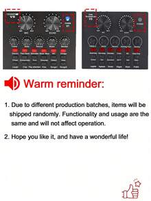 Tarjeta de sonido en tiempo real V8, mezclador en tiempo real, convertidor de voz, tarjeta de sonido con múltiples efectos de sonido, adecuada para grabación de computadora, karaoke en casa y chat de voz - V8 Negro - Ver 12