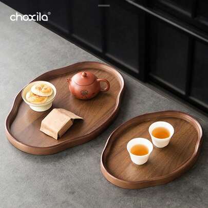 choxila 1 Set Asymmetric Wooden Tray, Can Be Used As Serving Tray, Entertainment Tray, Vintage Tea Tray, Decorative Display Tray, Also A Great Gift Choice. Suitable For Home, Office, Hotel, Bedroom, Afternoon Tea And Tea Parties.