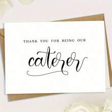 1 Pc Custom Wedding Thank You Card For Caterers Elegant Cursive Design Thank You For Being Our Caterer Message White Black Text Perfect For Caterers Family Friends Colleagues Classmates Ideal For All Seasons And Events Like Wedding Birthday Christmas Use As Greeting Card Gift Card Thank You Card Wedding Card Birthday Card Invitation Card With Envelope Included - Multicolor - View 4