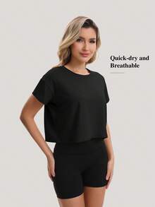 HOPLYNN 3-Piece Women's Loose-Fitting Short-Sleeved Sports Top, Comfortable And Breathable Short-Sleeved T-Shirt, Quick-Drying And Breathable Summer T-Shirt, Suitable For Fitness, Exercise, Yoga, Running And Everyday Casual Wear. - 彩色 - 查看 5