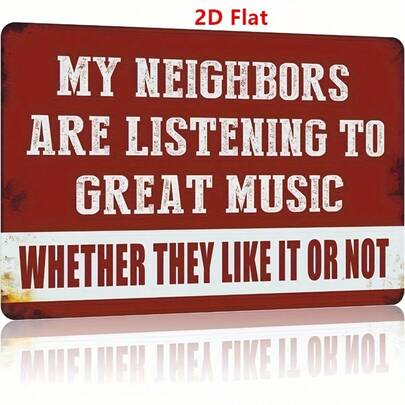 2D Flat Metal Store Sign, Vintage Gentleman's Cave Decor Interesting Music Sign Garage Bar Patio Wall Decoration Gift Suitable For Men Indoor/Outdoor, Pre-Drilled Holes