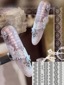 Lace Embossed Floral Bowknot High Transparency 3D Embossed Creative DIY Silicone Nail Art Mold - Clear - View 8