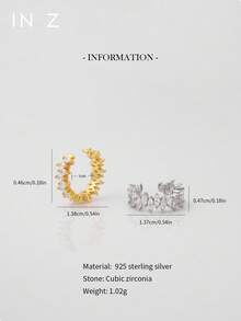 1pc Dainty 925 Sterling Silver Marquise Zirconia Huggie Hoop Earrings With Dangling Charm,Hypoallergenic Gold Earrings,For Women's Daily Wear - Marquise-cut Diamond Ear Clips - View 5