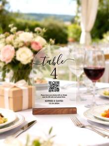 Personalized Wedding Table Number Plates, Wedding Table Cards With QR Code, Customized Wedding Signs, Acrylic Wedding Reception Decorations, Modern Wedding Decor, Wedding Table Centerpieces, Fashionable Minimalist Unique Personalized Gifts, Wedding Favors, Party Gifts - Multicolor - View 5