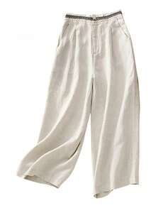 ¡RecomendadoPantalones N Para Mujer, Holgados, Casuales, De Pierna Recta¡Top de Temporada - blanco - Ver 7