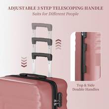 YSTYLE Set Of 4 Hardside Suitcases (12, 20, 24, 28inch), With Scratch- And Impact-Resistant ABS Shell And Spacious Design: The Ideal Travel Companion. - Rose Gold - View 5