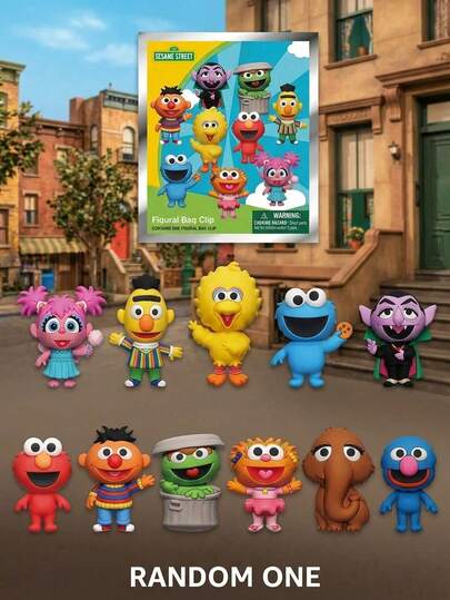  1PC Sesame Street Officially Licensed 3D Figurine Bag Clip Charms Elmo Bert Random Keychain Anime Collector Kering Backpack Decor