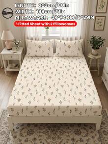 Bộ ga trải giường in họa tiết 2/3 món (1 ga trải giường + 1/2 vỏ gối, không kèm ruột gối), chất liệu bảo vệ nệm thân thiện với da, vỏ nệm in họa tiết, mềm mại và thoáng khí, nhiều kích cỡ phù hợp với giường đơn/đôi/nữ hoàng/vua, dùng được cả bốn mùa, có thể giặt máy, trang trí nhà cửa, trang trí phòng ngủ. - Nhiều màu - Xem 22