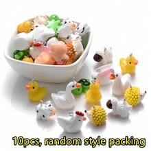 4Amazonia 5/10 piezas Cuentas decorativas de resina con diseños de animales como pollo, tortuga, cerdo, erizo para hacer collares y joyería DIY - Multicolor - Ver 17