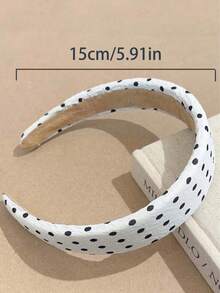 半条甜美清爽的西式波点黑白褶皱雪纺发箍，加宽加厚设计，凸显头顶，可爱显瘦圆脸发箍，日常佩戴，朋友送礼佳品 - 彩色 - 查看 3