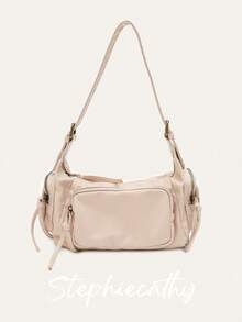 STEPHIECATHY Retro Vintage Cool Preppy Street Style Women Shoulder Bag Washed PU Vegan Leather Zipper Closure Multi Pockets Functional Practical Cross Body Handbag Portable Casual Daily Commute College School Travel Outing, Y2k Bag, 2000s Fashion Style - Nhiều màu - Xem 22