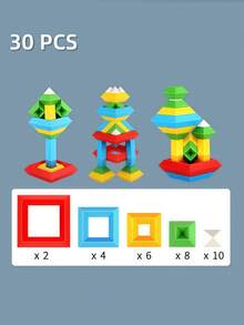 Juego de juguete de torre de bloques de construcción gigantes divertidos y educativos para niños, que inspiran el apilamiento creativo, el desarrollo de la coordinación mano-ojo y la imaginación, adecuado para niños de 3+ años, regalo creativo - Multicolor - Ver 13