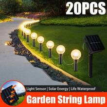 20pcs Solar Powered Garden Lights, Outdoor Auto On/Off 8 Lighting Modes Warm White, No Wiring Required - Style a - View 2