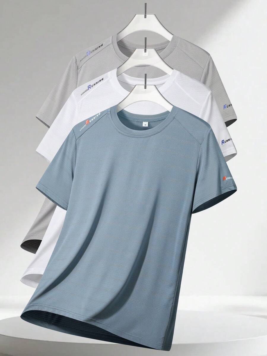 Camiseta de verano para hombre nueva para exteriores: ligera, transpirable, de moda - Neblina azul - Ver 1