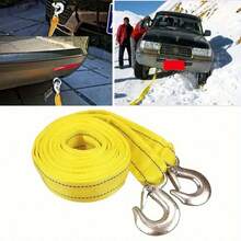 [ Emergency Rescue ] Heavy-Duty 5-Ton Nylon Tow Rope - Yellow Off-Road Emergency Rescue Rope For Car Tow Ropes, Ensuring Handling, Durable 3/4m (9.84-Foot) With Metal Hooks, Double-Layer Thickened And Durable - A - View 1