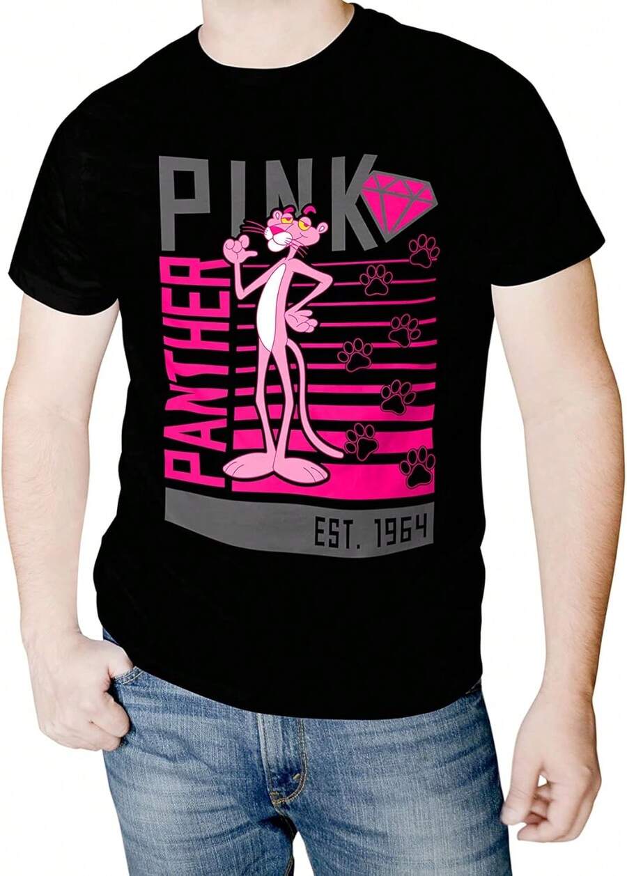 Soft &amp; Comfy T shirt [Fast arrival]  Panther Lined Portrait T-Shirt for Men Women - nero - Visualizzare 1