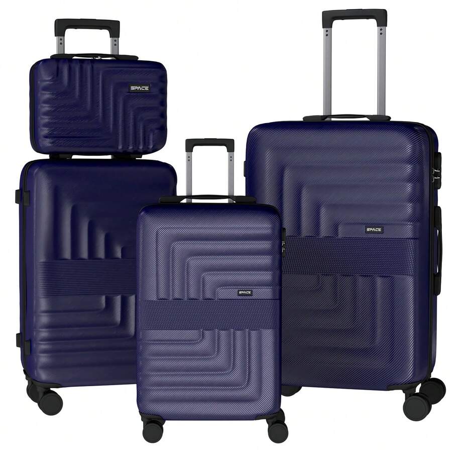 YSTYLE 4-Piece Hardside Luggage Set (12/20/24/28 Inches), With Scratch-Resistant And Impact-Resistant ABS Shells, Spacious Design And Four 360-Degree Spinner Wheels - Blue - View 1