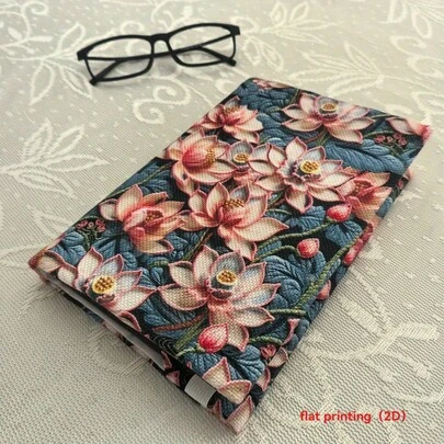 1 pieza Funda de libro de tela roja de loto hecha a mano, funda de libro de tela para cuaderno y diario, regalo para amantes de los libros y parejas