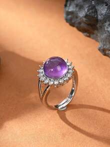 1 chiếc nhẫn hở bằng đá pha lê tự nhiên, thích hợp cho nữ đeo hàng ngày. - Nhiều màu - Xem 2