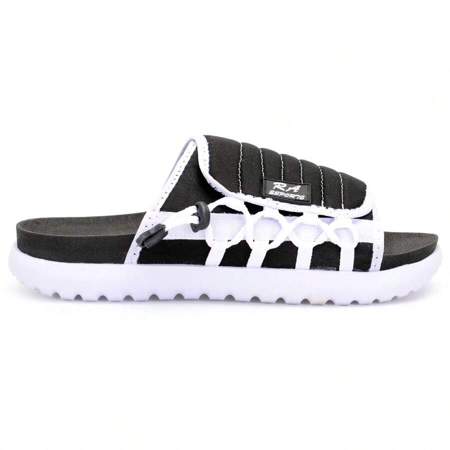 Asuna 3.0 Casual Polyester Lace-Up Outdoor Slippers - Màu đen phối trắng, đế trắng. - Xem 1
