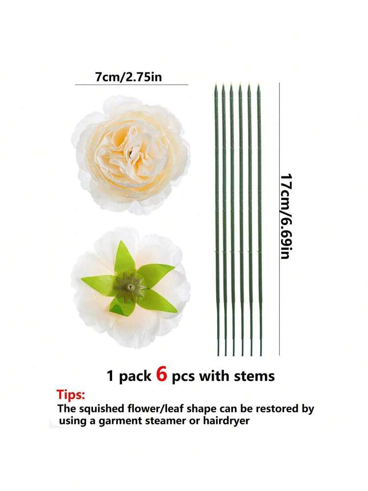 5pcs Simulation Peony Flower Head, Silk Simulation Peony Flower Head, Suitable For Wedding Party Decoration, Cake Decoration, Home Living Room Table Decoration, Spring Party Decoration, Harvest Table Center Decoration, Flower Wreath Decoration - Champagne - View 3