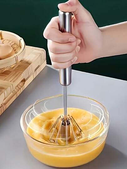 Manual Hand-Held Egg Beater, Stainless Steel Rotary Egg Whisk, 403 Hand Mixer, Suitable For Baking, Cream, Eggs, Portable For Home, Camping, Picnic, Easy To Use Kitchen Tool