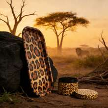 OFFPUFF 2 Pieces Leopard Print  Rolling Tray And Herb Grinder Set - Beo - Xem 7