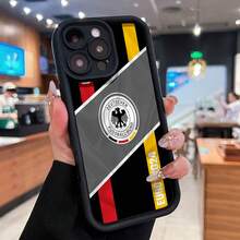 Diseño de la bandera de Alemania para la Eurocopa 2024. Esta elegante funda negra es compatible con Samsung, Apple, VIVO, OPPO, , Transsion, ,  y Honor. Fabricada en silicona TPU, ofrece protección contra golpes y caídas, además de una sensación superior. Es un regalo ideal para familiares, amigos y seres queridos, y la opción perfecta para San Valentín y Año Nuevo. - Negro - Ver 3