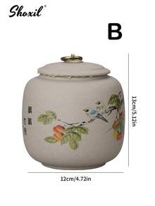 1 hộp đựng trà bằng gốm có nắp, họa tiết hoa đào, hộp đựng trà kín hơi cho cà phê, quà tặng cho gia đình yêu thích trà. - Nhiều màu - Xem 7